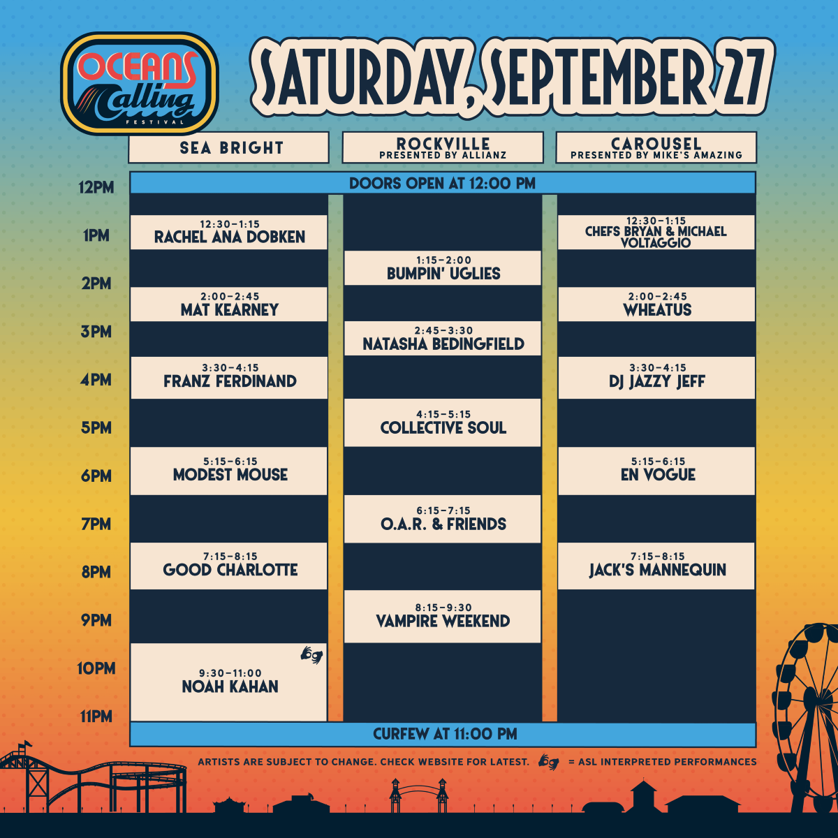 Oceans Calling 2025 Saturday lineup poster